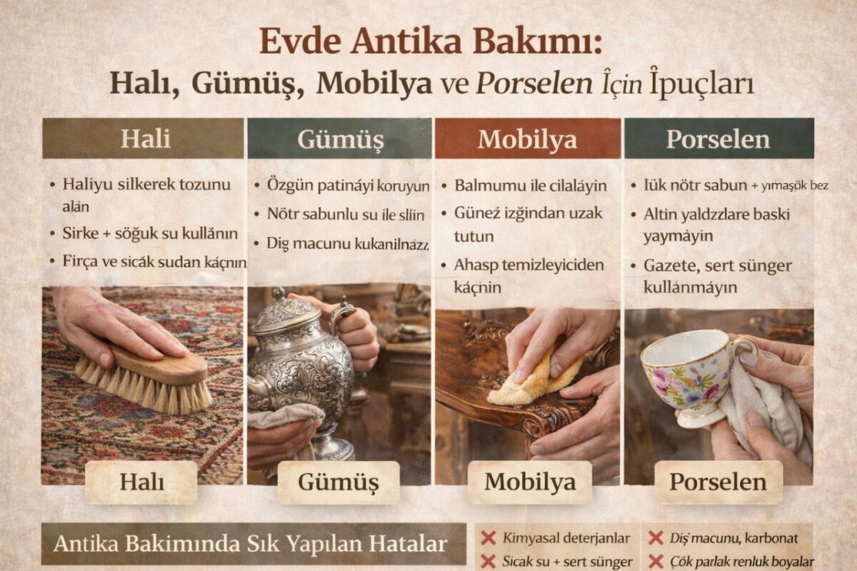 Evde Antika Bakımı ve Temizliği: Halı, Gümüş, Mobilya ve Porselen İçin Uzman Rehberi 2 Evde Antika Bakımı ve Temizliği